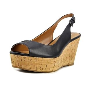 Black Wedge Slingback Sandals